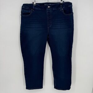 Lee Women Slim Fit Crop‎ High Rise Dark Wash Jeans Size 18 Medium